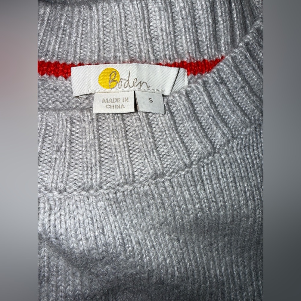 Boden Angelica Gray Cashmere Blend Knit Crewneck Tie Sleeves Sweater Size Small - Picture 6 of 7